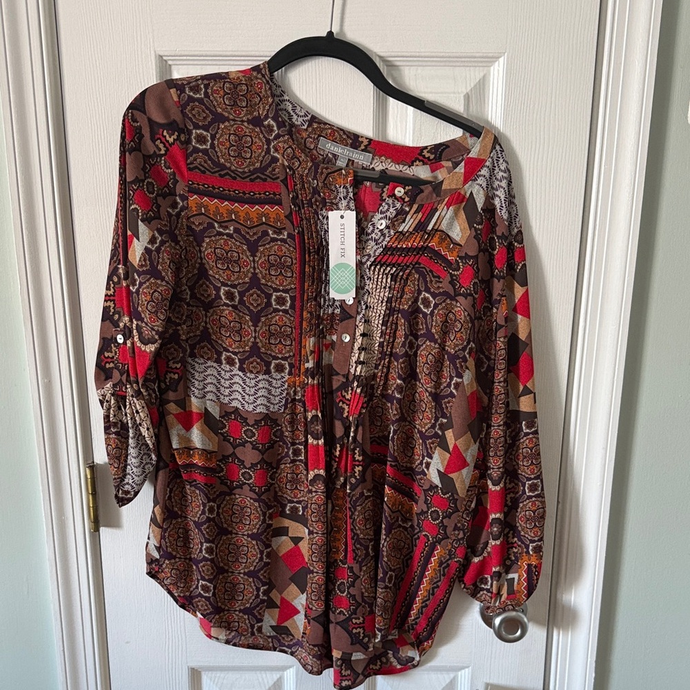 Bohemian Patterned Blouse - Multicolor